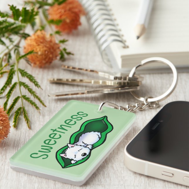 Sweet Westie Terrier Pea Pod  Key Ring (Front Right)