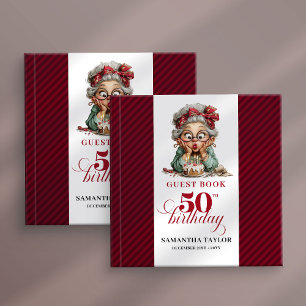 Sweet whimsical 50th lady guest signature book