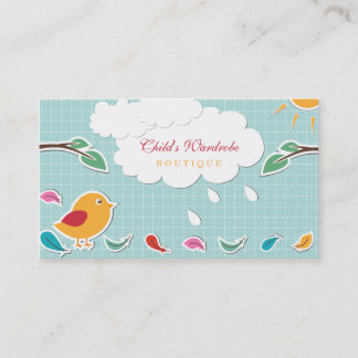 Sweet whimsical bird kids boutique business cards