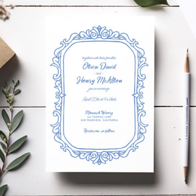 Sweet Whimsical Handwritten Illustrated Wedding Invitation (Creator Uploaded)