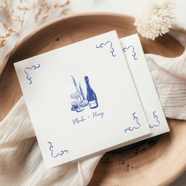 Sweet Whimsical Handwritten Illustrated Wedding Napkin (Creator Uploaded)