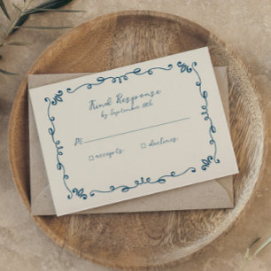 Sweet Whimsical Handwritten Illustrated Wedding RSVP Card
