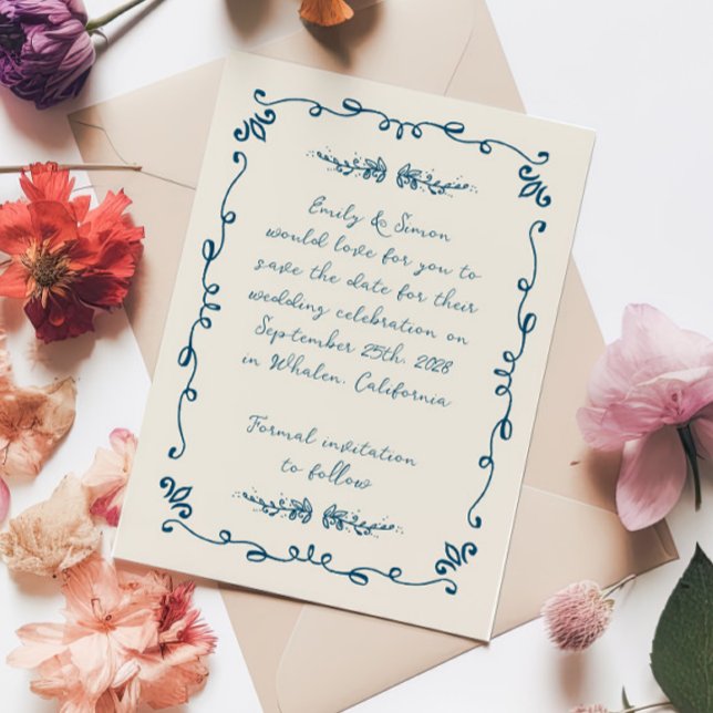 Sweet Whimsical Handwritten Wedding Save the Date Invitation (Creator Uploaded)