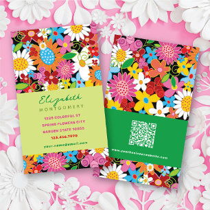 Sweet Whimsical Spring Flowers Colourful Garden Business Card