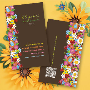 Sweet Whimsical Spring Flowers Colourful Garden Business Card