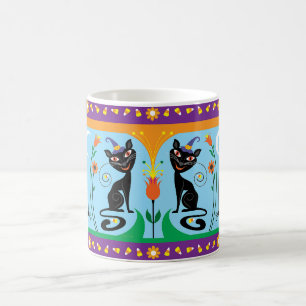 Sweet Whiskers and Spooky Blooms Coffee Mug