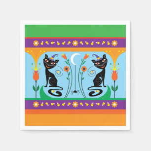 Sweet Whiskers and Spooky Blooms Napkin