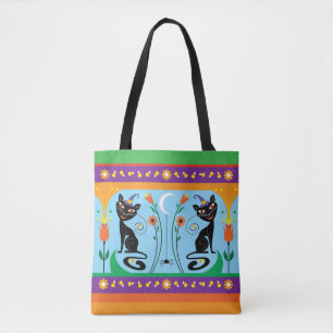 Sweet Whiskers and Spooky Blooms Tote Bag