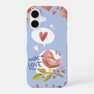 Sweet Whispers Cute Lovebird Valentine iPhone 16 Case