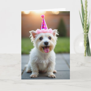 Sweet White Dog Birthday Card