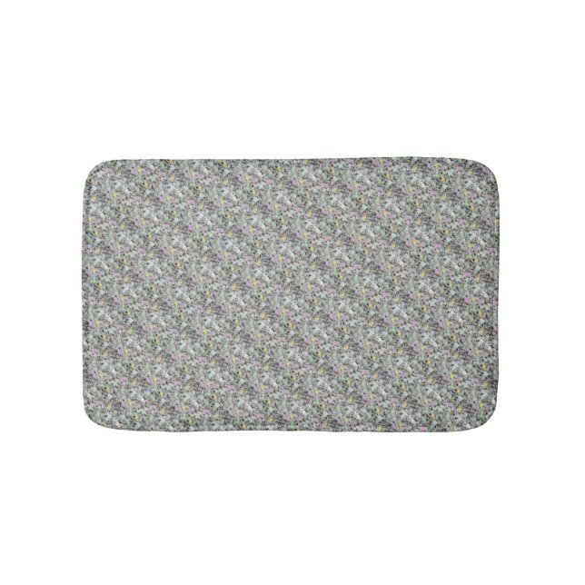 Sweet White Granite Rock texture Pastel Dots Bath Mat (Front)