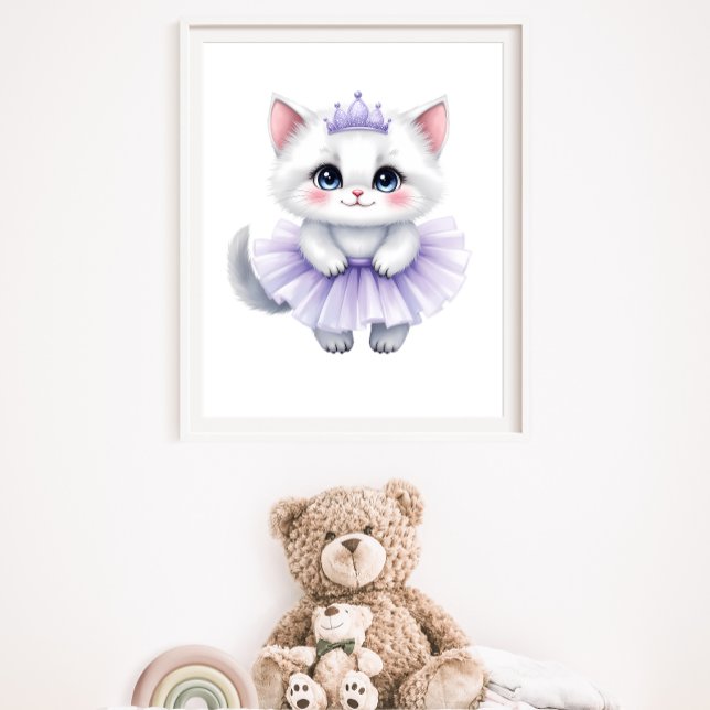 Sweet White Kitten Princess in Purple Tutu Royal Poster (Creator Uploaded)