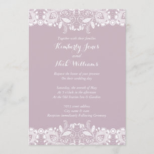 Sweet White Lace Dusty Pink Wedding Invitation