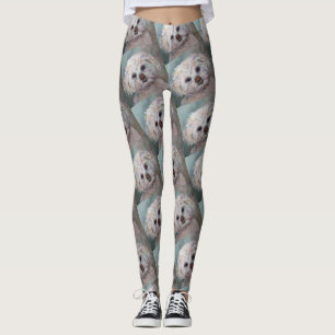 SWEET WHITE MALTESE YORKIE MIX LEGGINGS