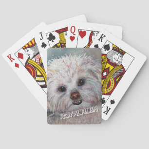SWEET WHITE MALTESE YORKIE MIX PLAYING CARDS