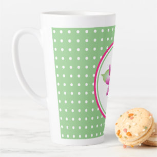 Sweet White Polka-dot Pink Flower Late Mug