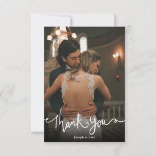 Sweet White Text Calligraphy Wedding Thank You 