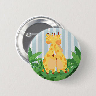 Sweet Wild Giraffe Twins Safari Jungle Double Hugs 6 Cm Round Badge