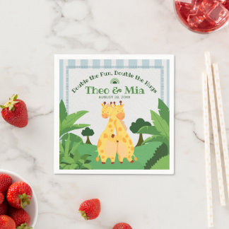 Sweet Wild Giraffe Twins Safari Jungle Double Hugs Napkin