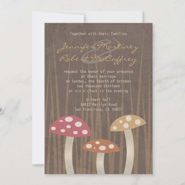 Sweet Wild Mushroom Wedding Invitations (Front)