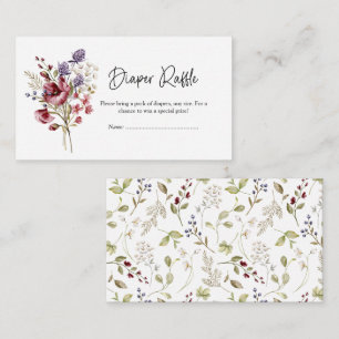 Sweet Wildflower Baby Shower Diaper Raffle Enclosure Card