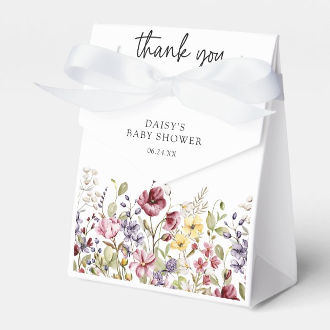 Sweet Wildflower Baby Shower Favour Box (Front Side)