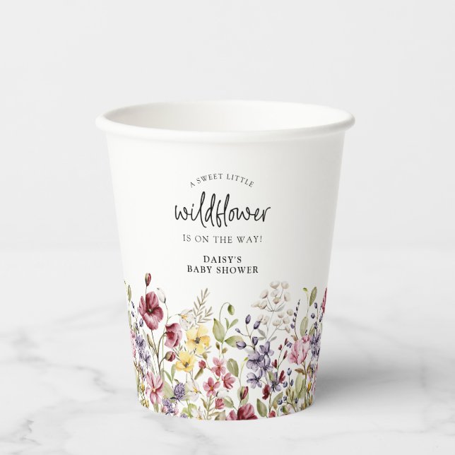 Sweet Wildflower Baby Shower Paper Cups (Front)