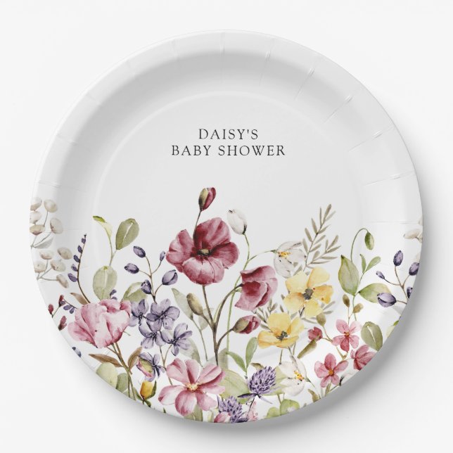 Sweet Wildflower Baby Shower Paper Plate (Front)