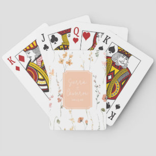 Sweet Wildflower Pattern Wedding Peach ID1023 Playing Cards