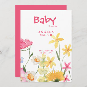 Sweet Wildflowers Colourful Baby Shower Invitation