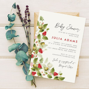 Sweet Wildflowers Strawberry Baby Shower Invitation
