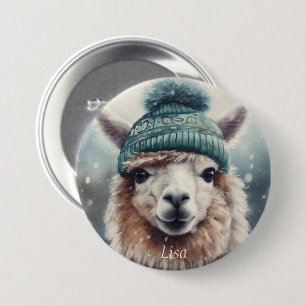 Sweet Winter Alpaca, custom 7.5 Cm Round Badge
