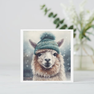 Sweet Winter Alpaca, custom Invitation