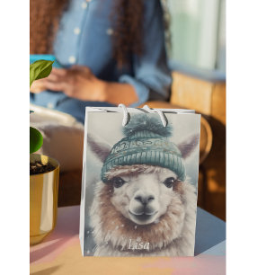 Sweet Winter Alpaca, custom Medium Gift Bag