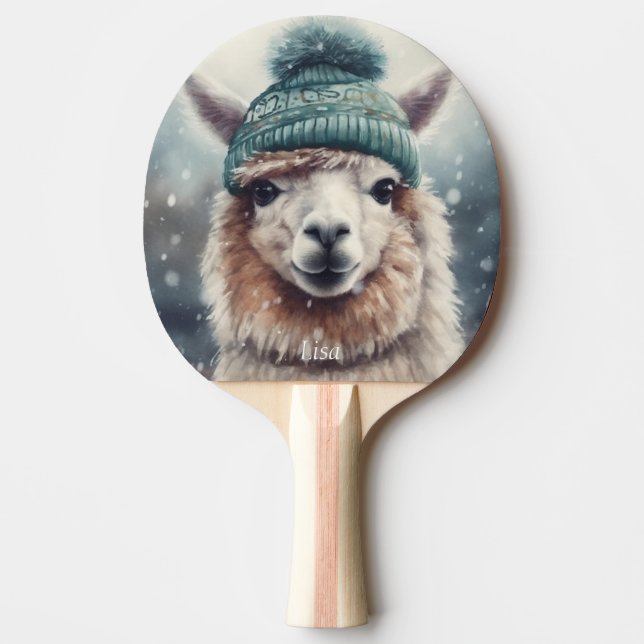 Sweet Winter Alpaca, custom Ping Pong Paddle (Front)