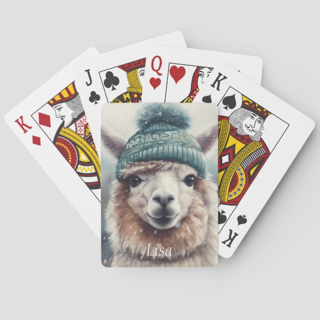 Sweet Winter Alpaca, custom Playing Cards (Back)