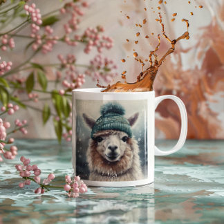 Sweet Winter Alpaca Two-Tone Coffee Mug