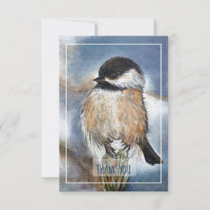 Sweet Winter Chickadee Bird Artwork Thank You Card