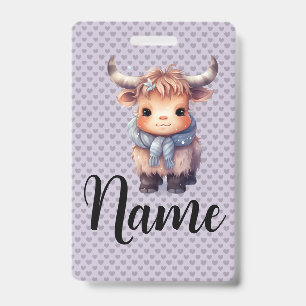 Sweet winter cow ID badge