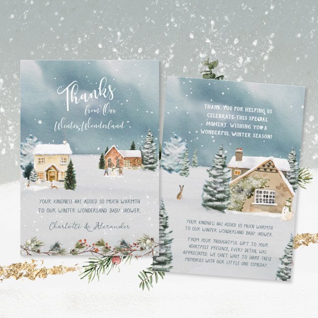 Sweet Winter Wonderland Watercolor Baby Shower Thank You Card (Sweet Winter Wonderland Watercolor Baby Shower Thank You Card ©Susanne Sachers - Sunny Mind Design )