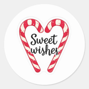 Sweet Wishes Christmas Sticker   Candy Cane Heart 