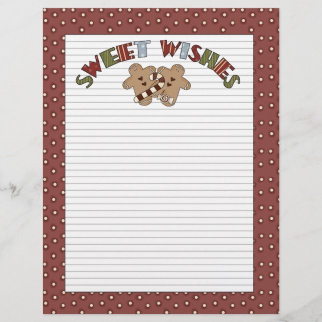 Sweet Wishes Cookie Holiday Letterhead (Front)
