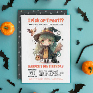 Sweet Witch Halloween Birthday Party Invitation