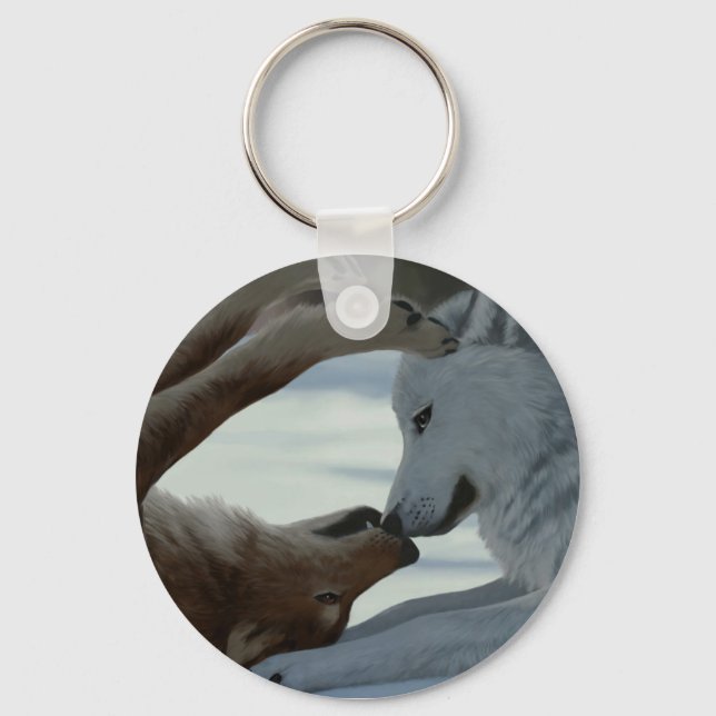 Sweet wolf couple key ring (Front)