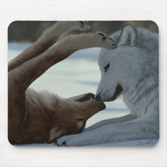 Sweet wolf couple mouse mat (Front)