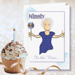 Sweet Woman Fabulous 90th Birthday Blue Flower  Card<br><div class="desc">90 and still Fabulous!!!!  Let her know that she is still remembered on her 90th birthday!  Personalise the card with her name and even a different birthday message</div>