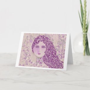Sweet Woman on Lavender Blank Greeting Card