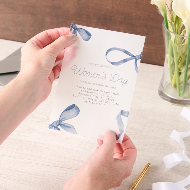 Sweet Women's Day Fancy Bow  History Month Vellum Invitations (Handheld)