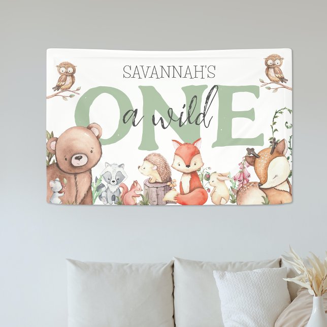 Sweet Woodland Animal 1st Birthday Party Banner (Creator Uploaded)