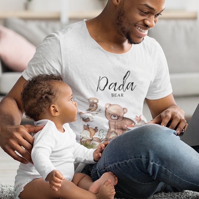 Sweet Woodland Animal Baby shower Dada Bear T-Shirt (Creator Uploaded)
